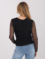 Czarna siateczkowa bluzka z długim rękawem