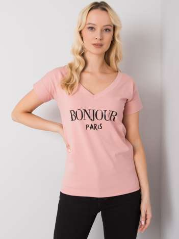 Jasnoróżowy t-shirt z napisem Emille