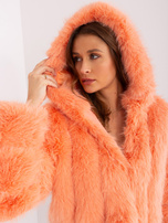 Hurt Brzoskwiniowa kurtka przejściowa z futra ekologicznego