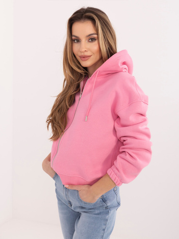 Pastelowa różowa rozpinana bluza basic z kapturem