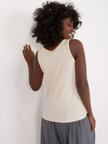 Hurt Jasnobeżowy dopasowany top w prążek