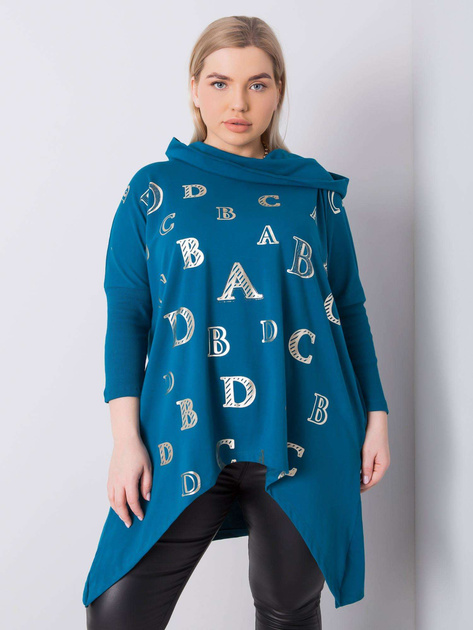 Morska bluza plus size z kapturem Aina