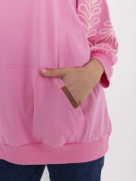 Pink women's hoodie made of cotton.