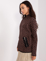 Hurt Brązowo-czarny wzorzysty sweter golf damski