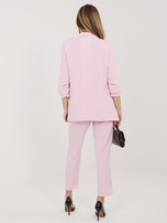 Jasnoróżowy elegancki komplet z marszczonymi rękawami  RUE PARIS 