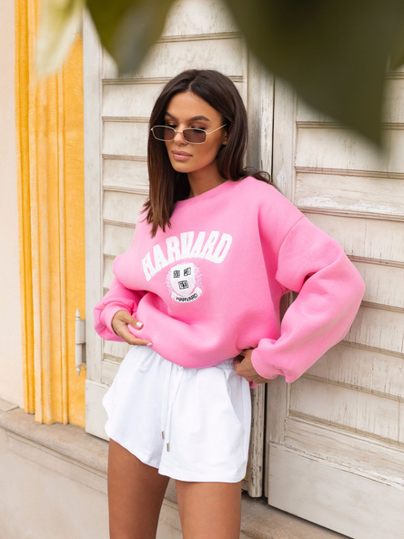 Hurtownia Różowa bluza bez kaptura o kroju oversize