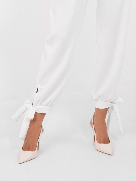 Ecru dresowe spodnie z wysokim stanem