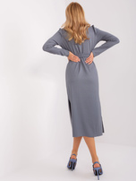 Hurt Grafitowa midi sukienka koktajlowa w prążek