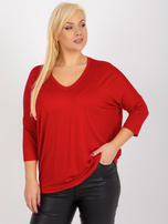 Hurt Czerwona damska bluzka plus size basic z wiskozy