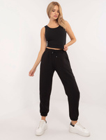 Hurt Czarny damski komplet basic o kroju oversize