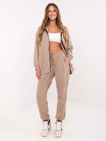 Ciemnobeżowy dresowy komplet ze spodniami