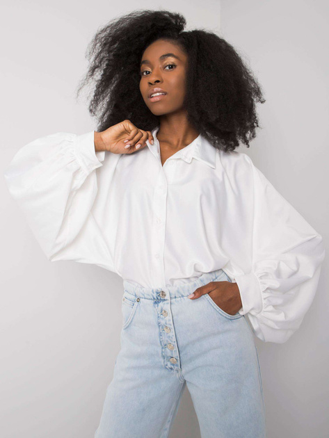 Biała koszula z szerokimi rękawami Cristina