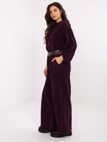 Ciemnofioletowe sztruksowe spodnie od kompletu