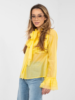 Żółta prześwitująca koszula z kokardą 