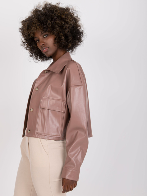 Brudnoróżowa kurtka przejściowa z imitacji skóry Dorine