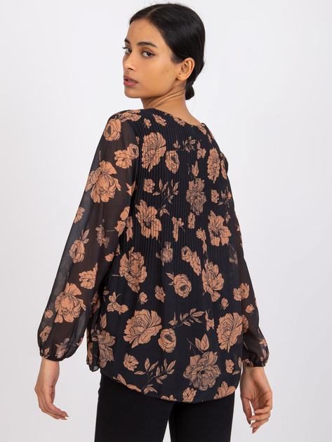 Czarno-camelowa bluzka z wiskozą Liana