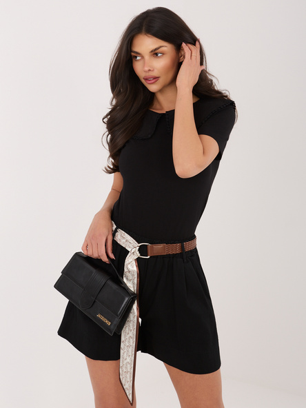 Czarna bluzka damska z kołnierzykiem RUE PARIS 