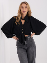 Czarna krótka koszula z wiązaniem