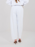 Białe sztruksowe spodnie z paskiem RUE PARIS 
