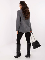 Ciemnoszary płaszcz z zapięciem na guziki RUE PARIS