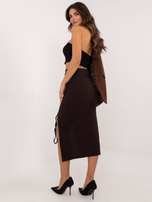 Hurt Ciemnobrązowa dopasowana spódnica z marszczeniem