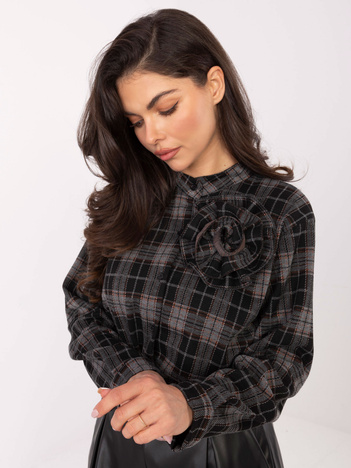 Czarna flanelowa koszula w kratę