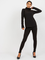 Hurt Czarna damska prążkowana bluzka z golfem od kompletu