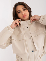 Hurt Beżowa kurtka z ekoskóry typu biker