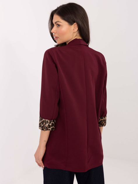 Burgundowa damska marynarka bez zapięcia