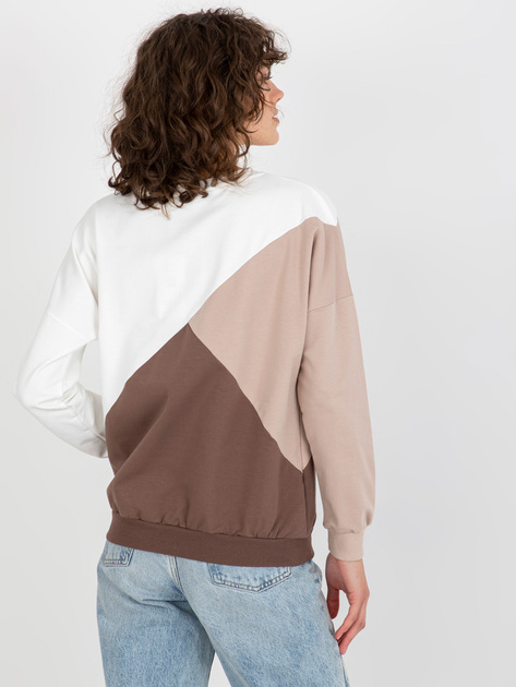 Hurt Biało-brązowa bawełniana bluza basic bez kaptura