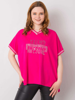 Fuksjowa bluzka plus size z aplikacją Billi