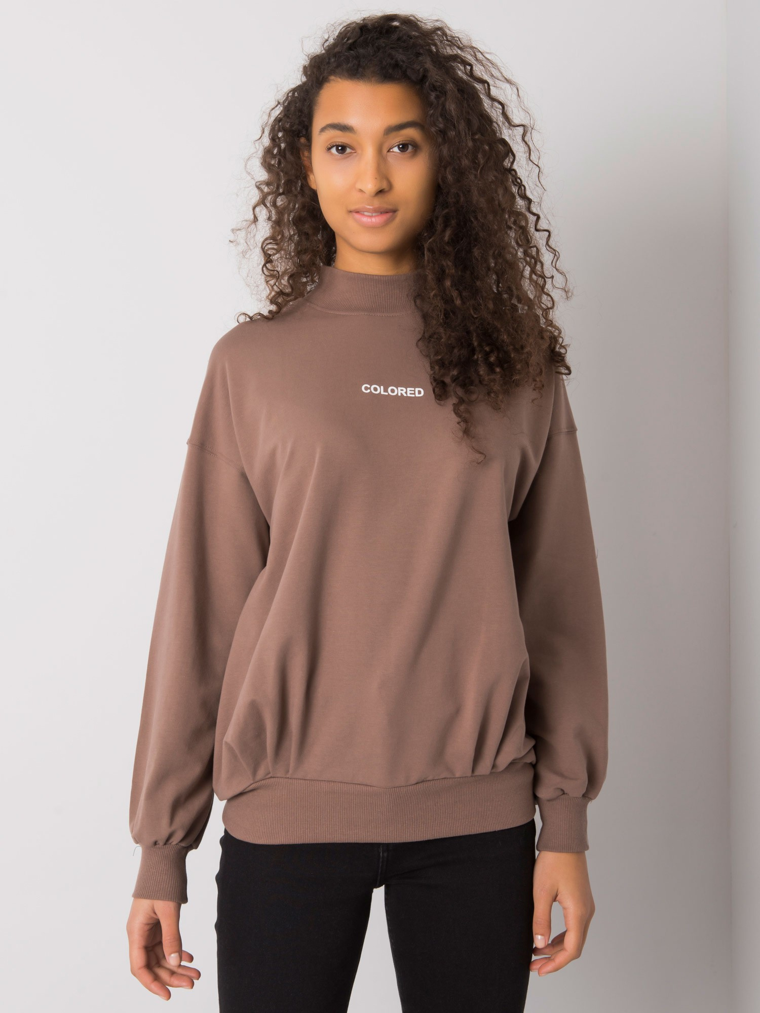 Brown sweatshirt for women without hood Dylan RUE PARIS