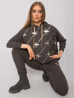 Dark khaki two-piece set with Cliffton print