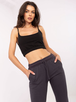 Hurt Grafitowe dresowe spodnie basic z wysokim stanem 