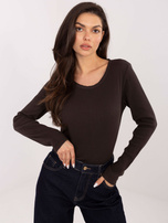 Czekoladowa bluzka longsleeve w prążek 