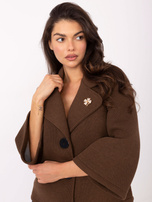 Brązowy jednorzędowy płaszcz damski RUE PARIS