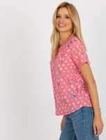 Hurt Koralowa bluzka z nadrukiem i okrągłym dekoltem