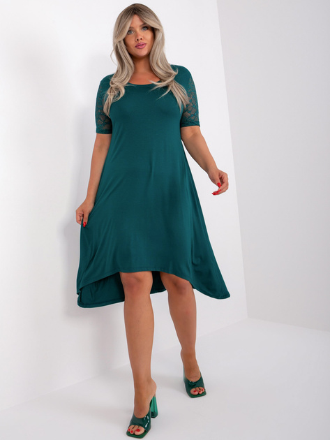 Hurt Ciemnozielona asymetryczna sukienka plus size