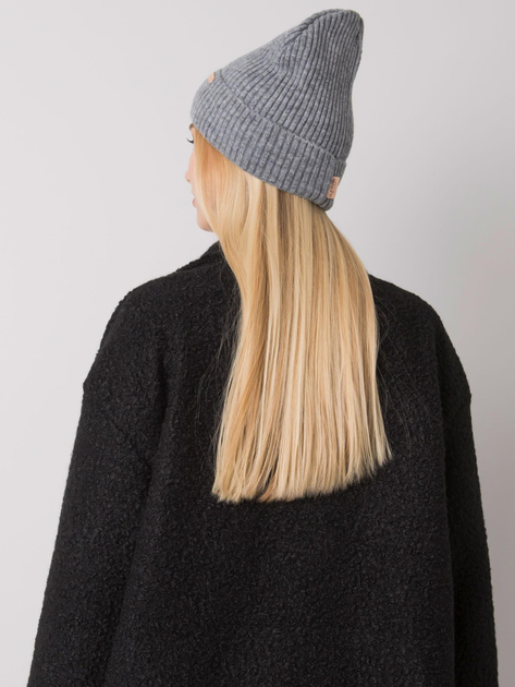 Ciemnoszara czapka damska z dzianiny RUE PARIS