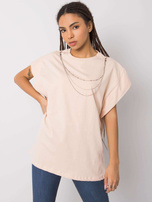 Brzoskwiniowy t-shirt z naszyjnikiem Arianna RUE PARIS