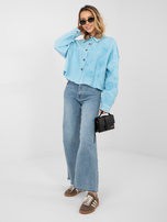 Jasnoniebieska jeansowa kurtka z długim rękawem RUE PARIS 