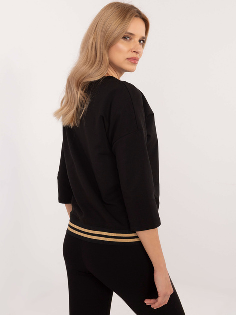 Hurtownia Czarna bluzka z nadrukiem i ściągaczem