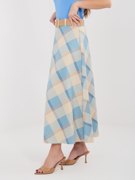 Niebieska zamszowa spódnica z paskiem