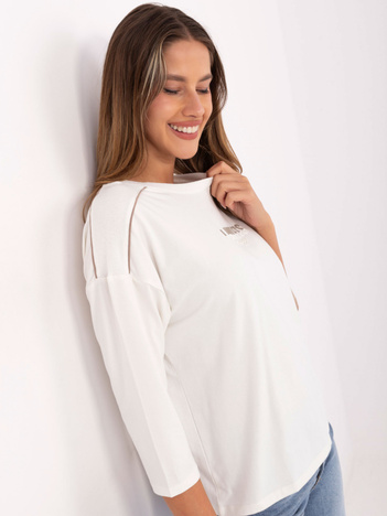 Ecru damska bluzka z rękawem 3/4