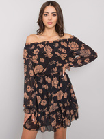 Czarno-camelowa sukienka hiszpanka z falbaną Briannon