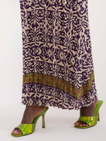 Hurt Fioletowo-beżowa sukienka z bufiastym rękawem