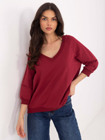 Bordowa bluza basic z rękawem 3/4 RUE PARIS