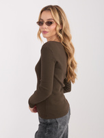 Czekoladowy longsleeve basic z bawełny 