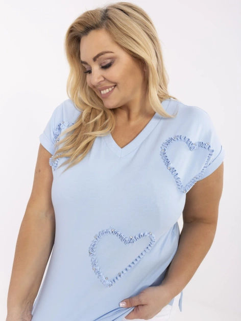 Jasnoniebieska bluzka plus size w serca