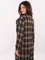 Tmavě béžové kožené kalhoty palazzo RUE PARIS.